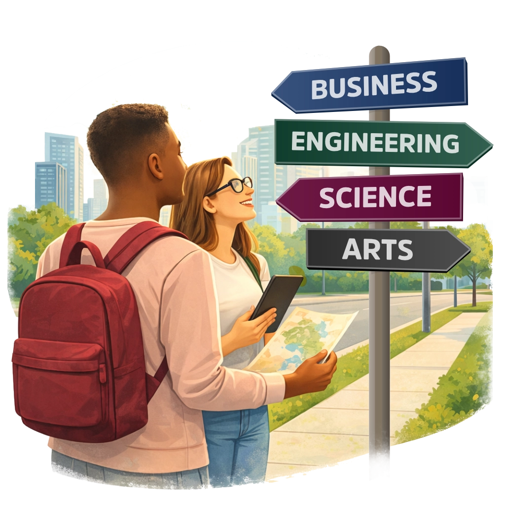 student navigating university options
