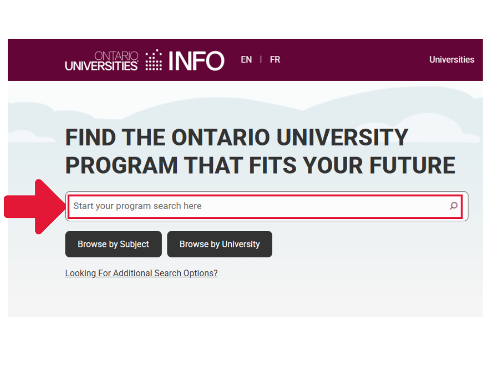 Search bar highlighted on OUInfo home page